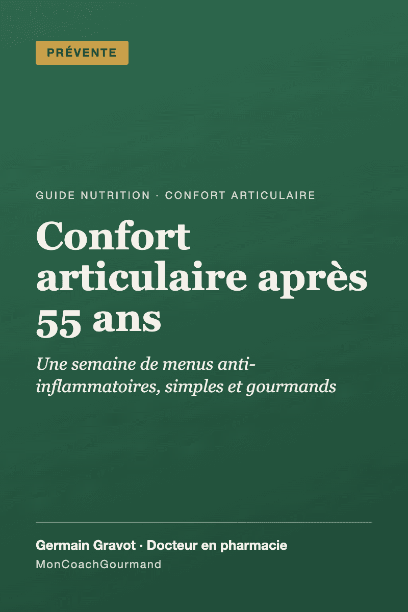 Couverture du guide Confort articulaire après 55 ans de MonCoachGourmand