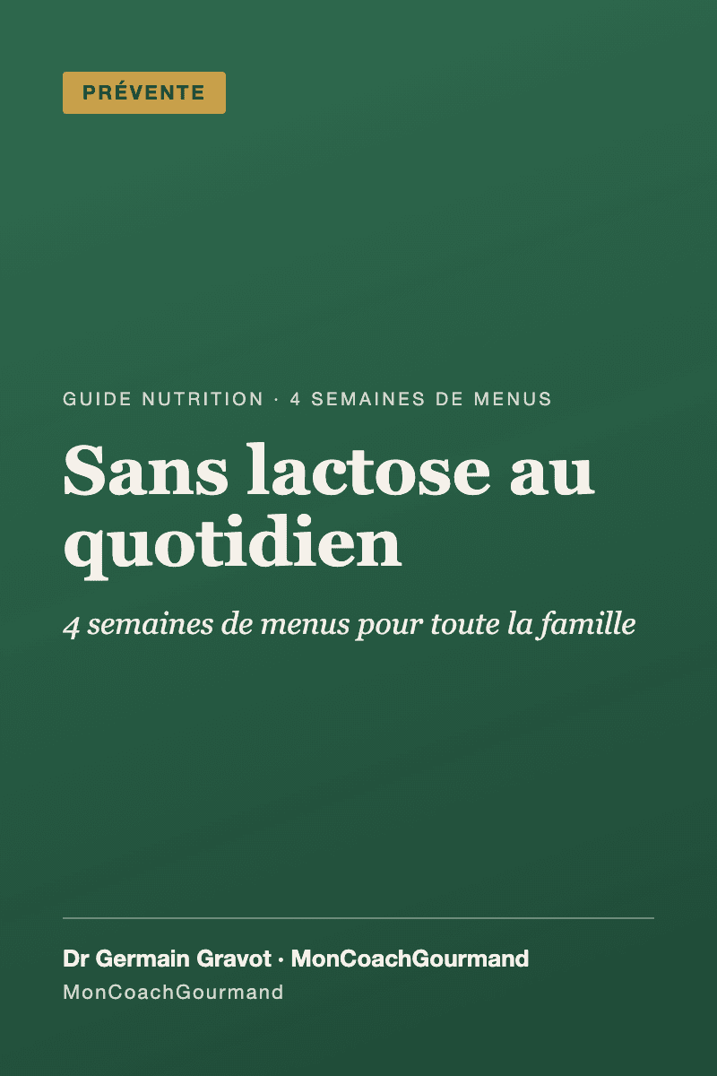 Couverture du guide Sans lactose au quotidien de MonCoachGourmand
