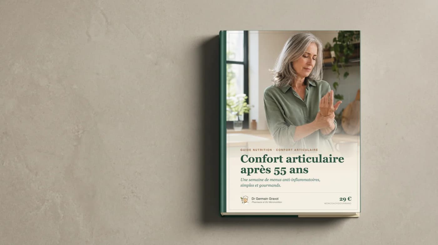 Couverture du guide Confort articulaire après 55 ans de MonCoachGourmand