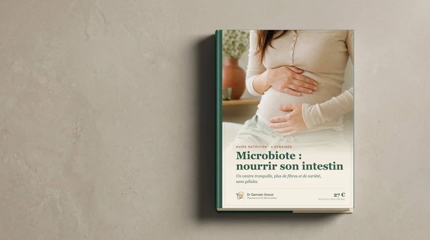 Couverture du guide Microbiote : nourrir son intestin de MonCoachGourmand