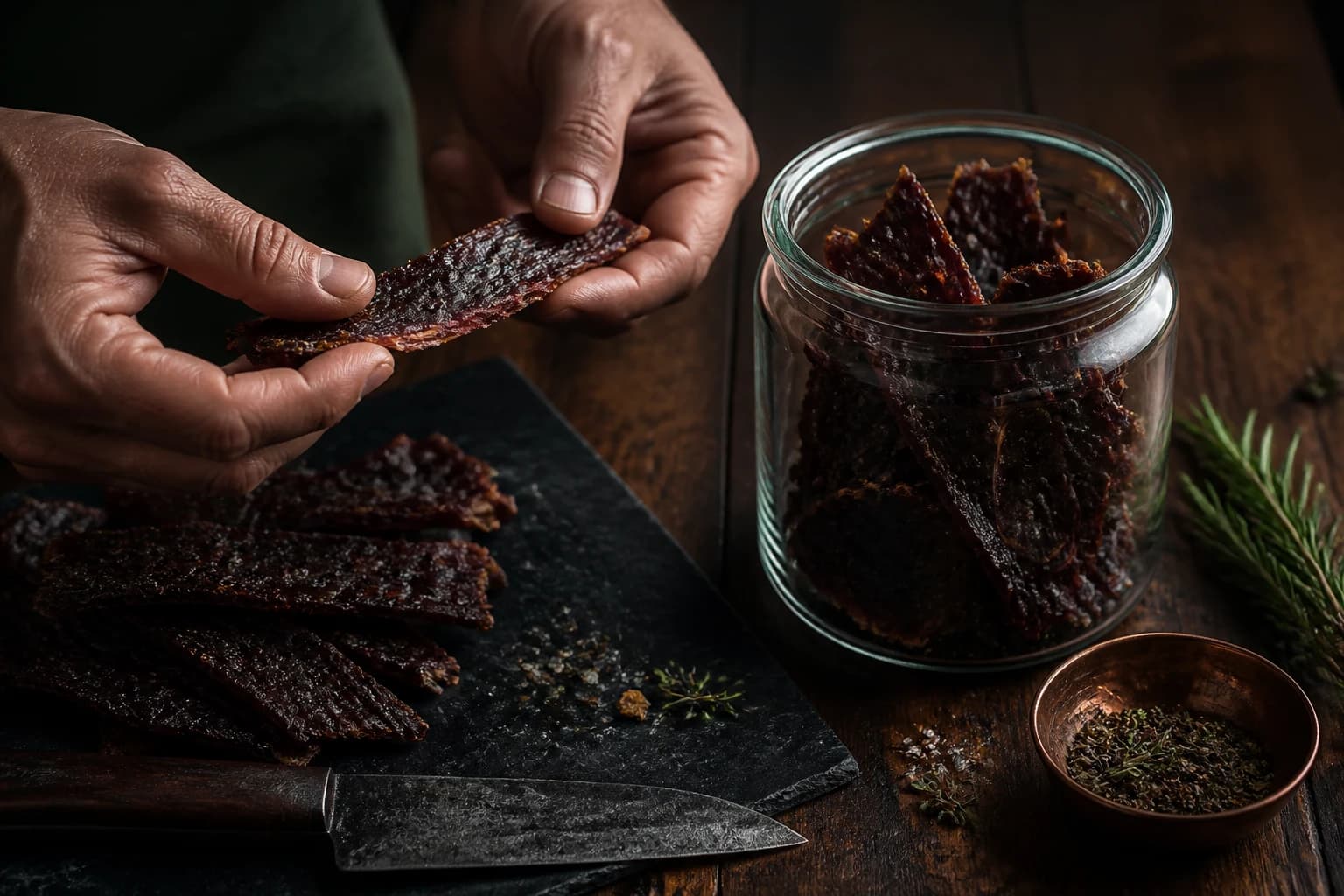 Etape 4 : Sécher et contrôler la texture — Beef jerky keto sans sucre