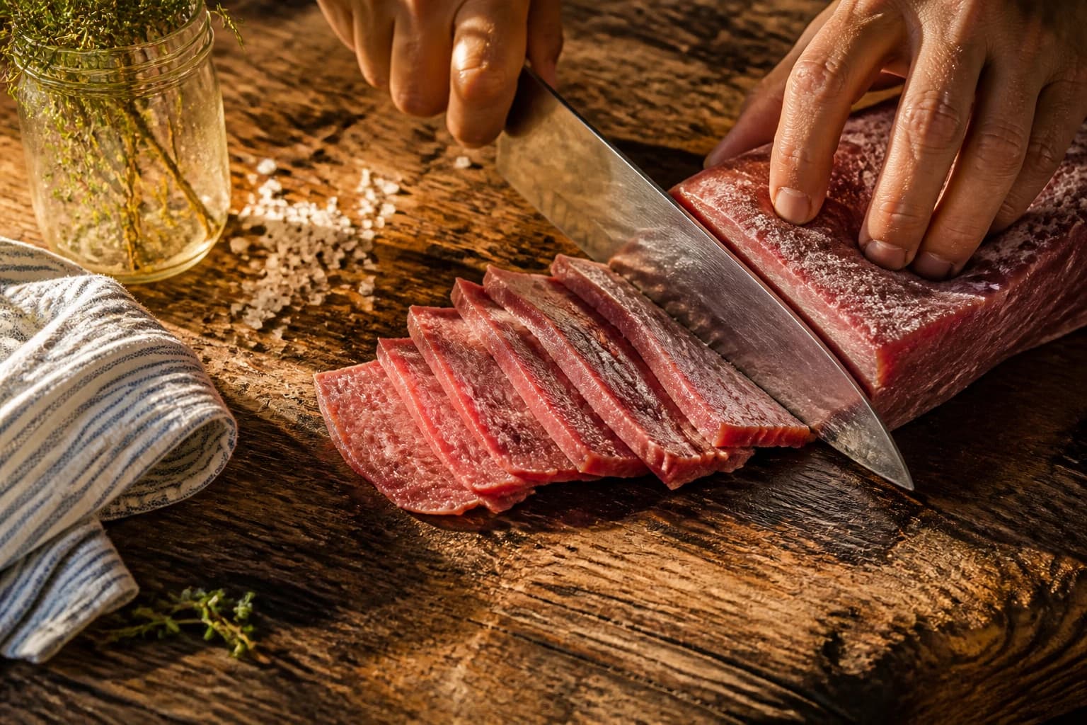 Etape 1 : Préparer et trancher le bœuf — Beef jerky au poivre noir maison