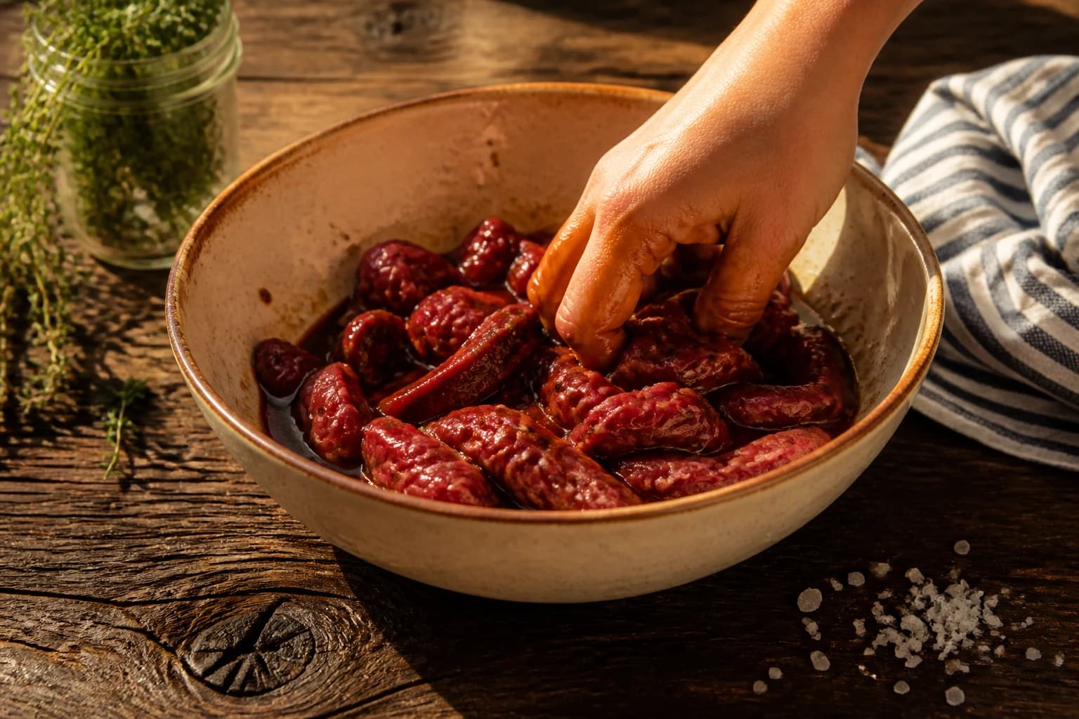 Etape 2 : Préparer la marinade et laisser imprégner — Beef jerky au poivre noir maison