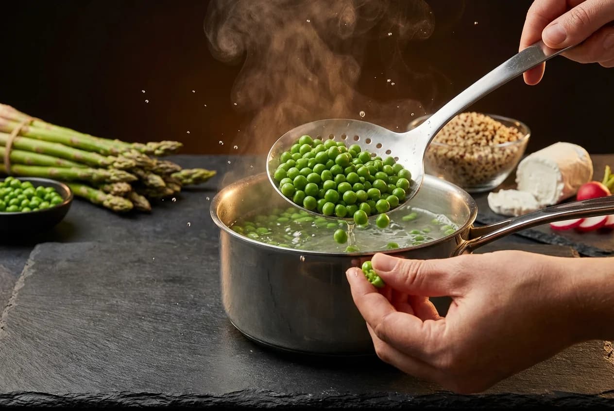 Etape 3 : Blanchir les petits pois — Bowl printanier asperges et petits pois (285 kcal, 25 min)