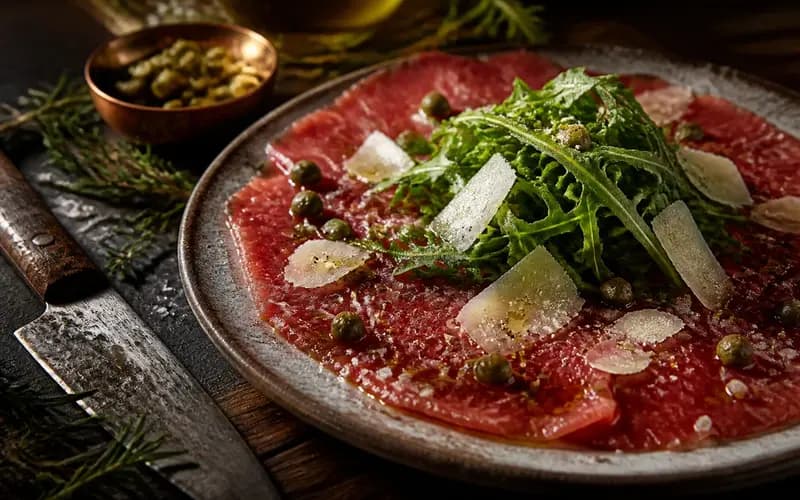 Carpaccio de bœuf : fines tranches fondantes