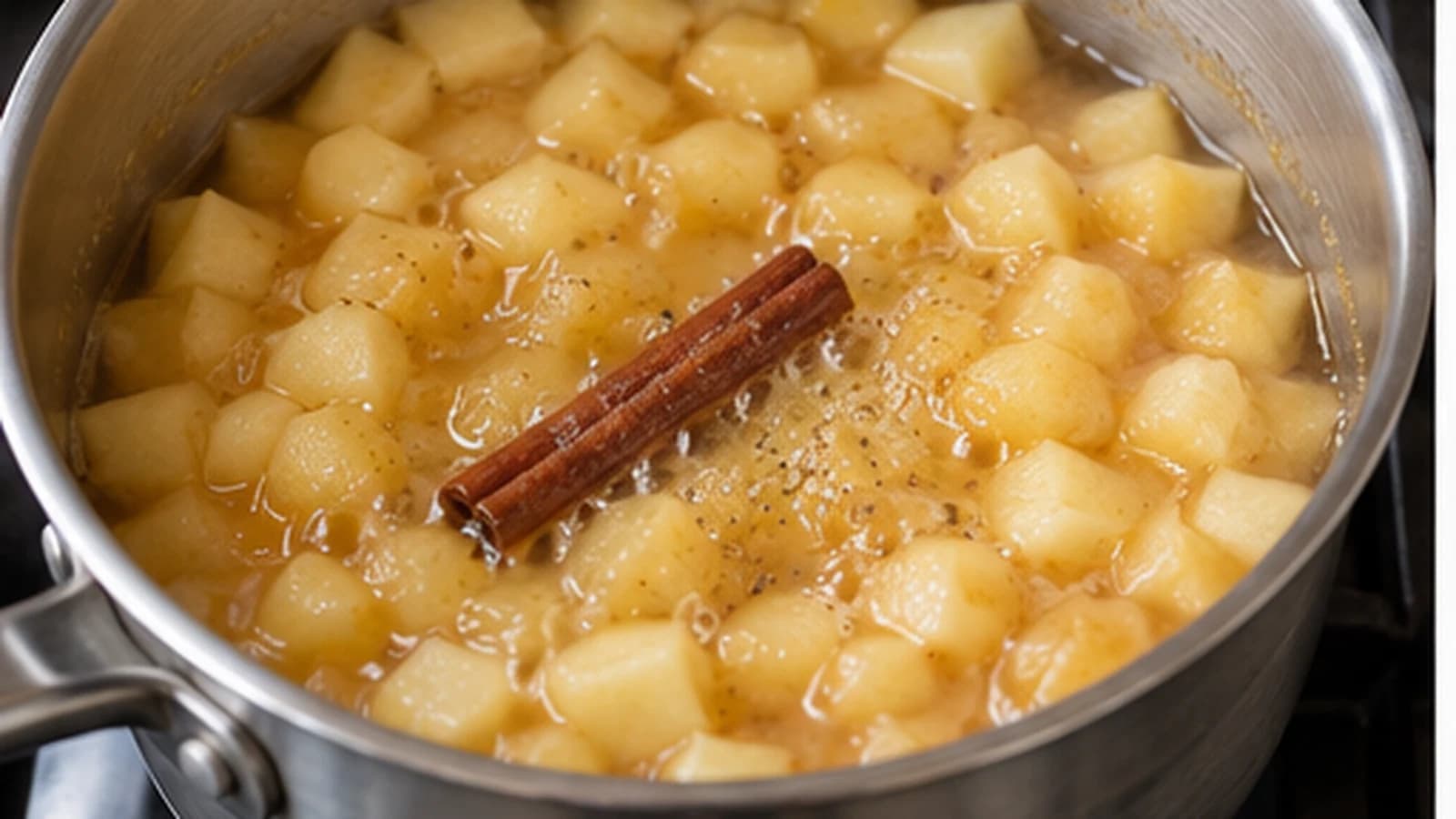 Etape 2 : Faire mijoter les fruits — Compote pomme cannelle chia sans sucre ajouté