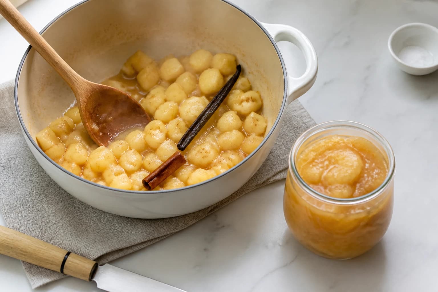 Etape 2 : Lancer la cuisson à feu doux — Compote pommes poires sans sucre ajouté, fondante