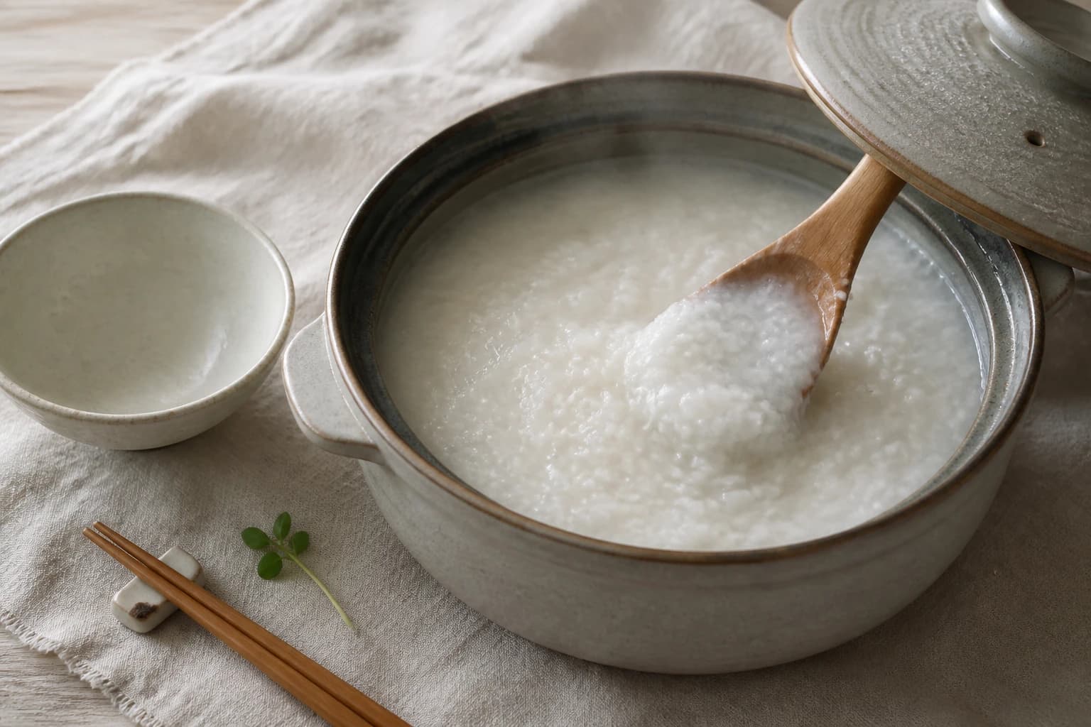 Etape 3 : Cuisson lente et surveillance — Congee riz gingembre : le petit-déjeuner japonais