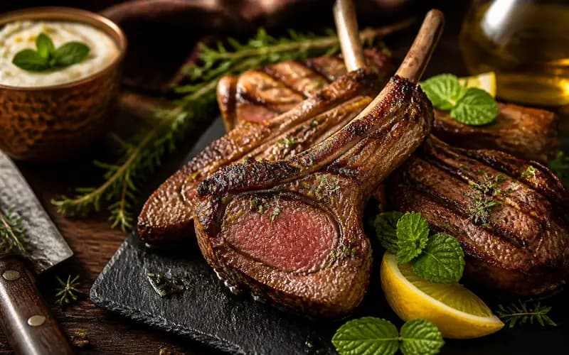 Côtelettes d'agneau grillées aux herbes grecques