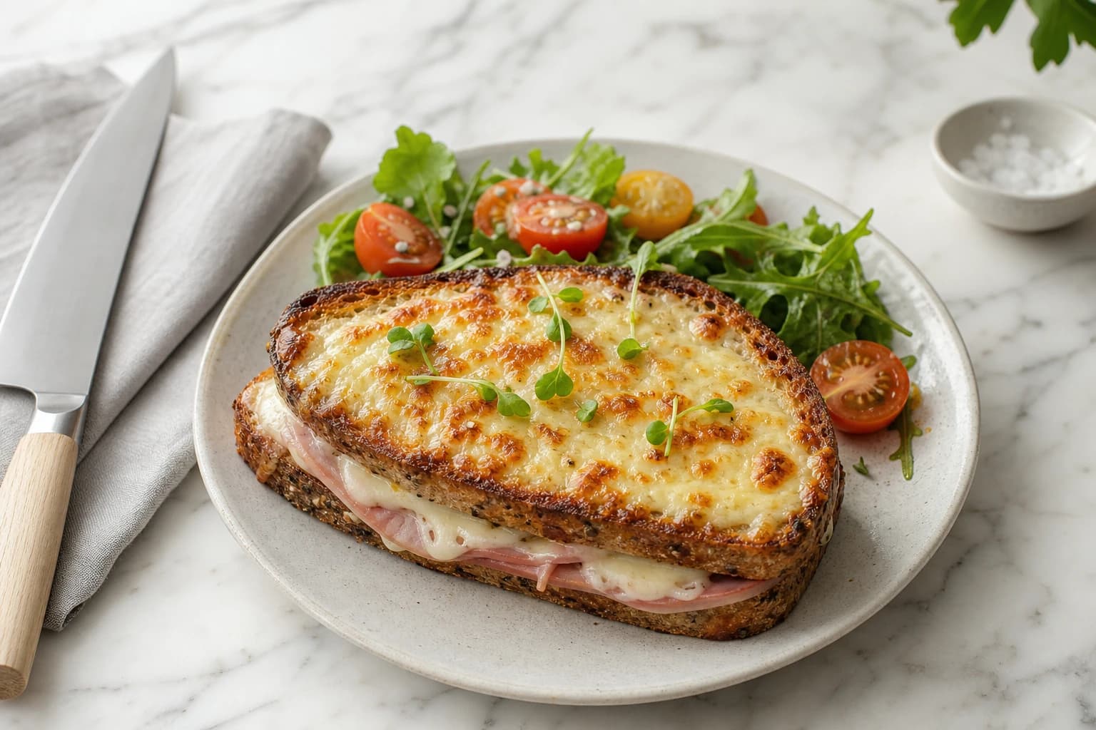 Croque léger pain complet jambon fromage