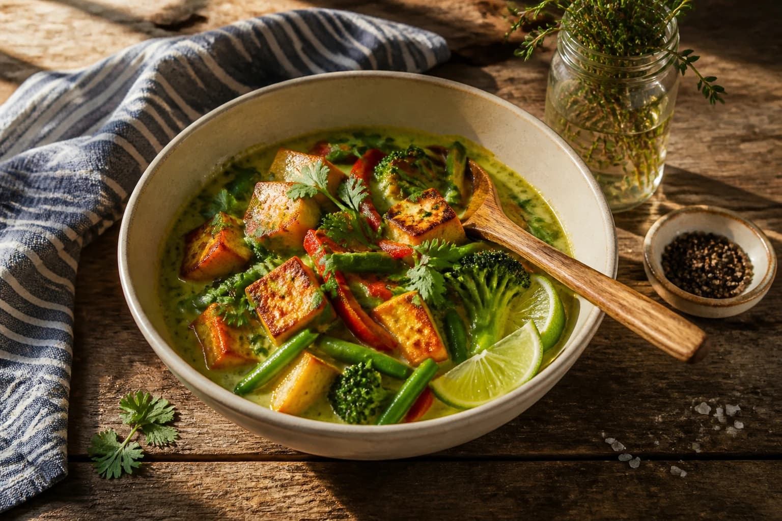 Etape 3 : Mijoter les légumes au lait de coco — Curry thaï vert tofu : crémeux et léger