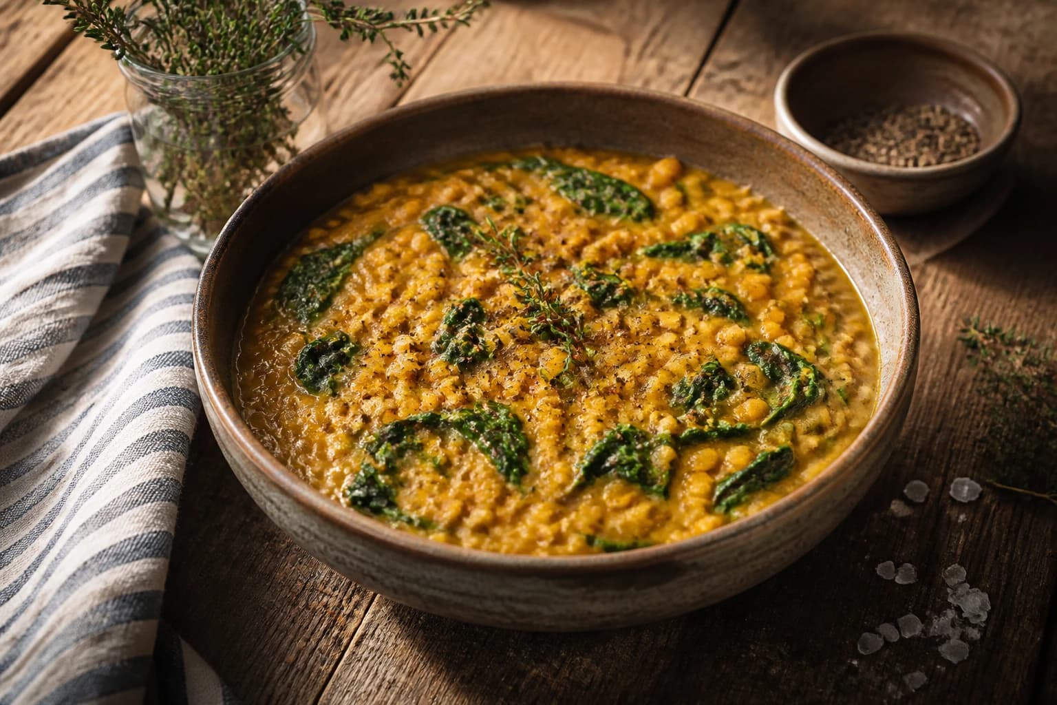 Etape 1 : Faire revenir les aromates et réveiller les épices — Dahl indien épinards coco, crémeux et léger