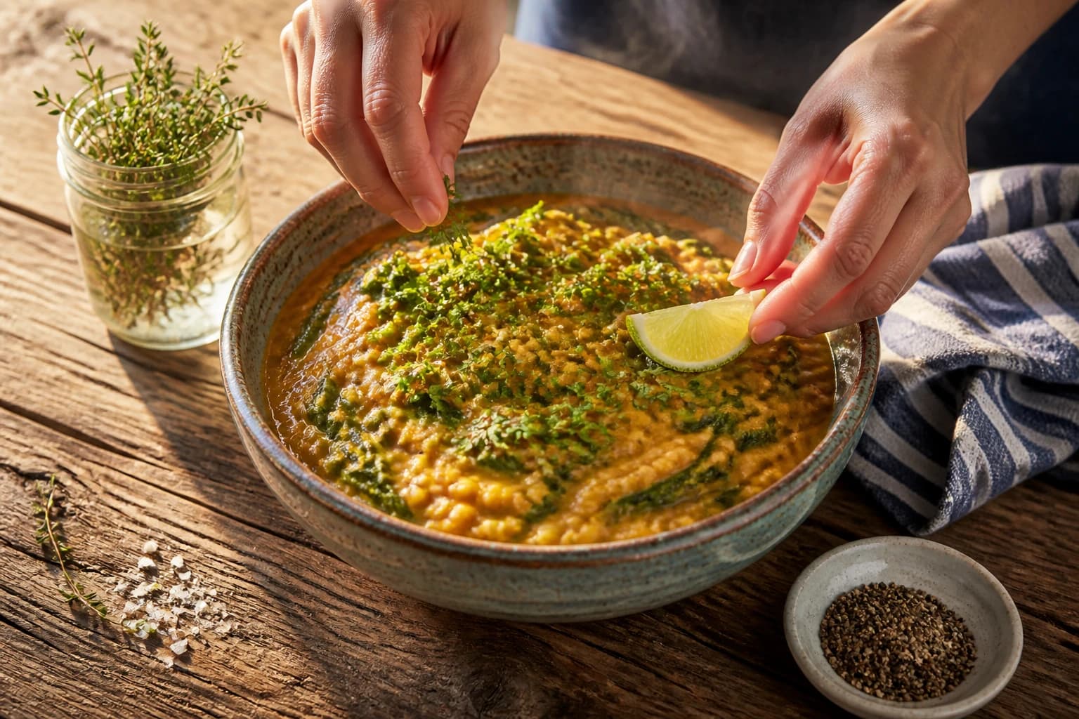 Etape 4 : Dresser et servir — Dahl indien épinards coco, crémeux et léger