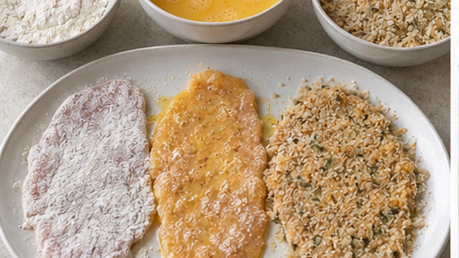 Etape 2 : Organiser la panure — Escalope de dinde panée au four light