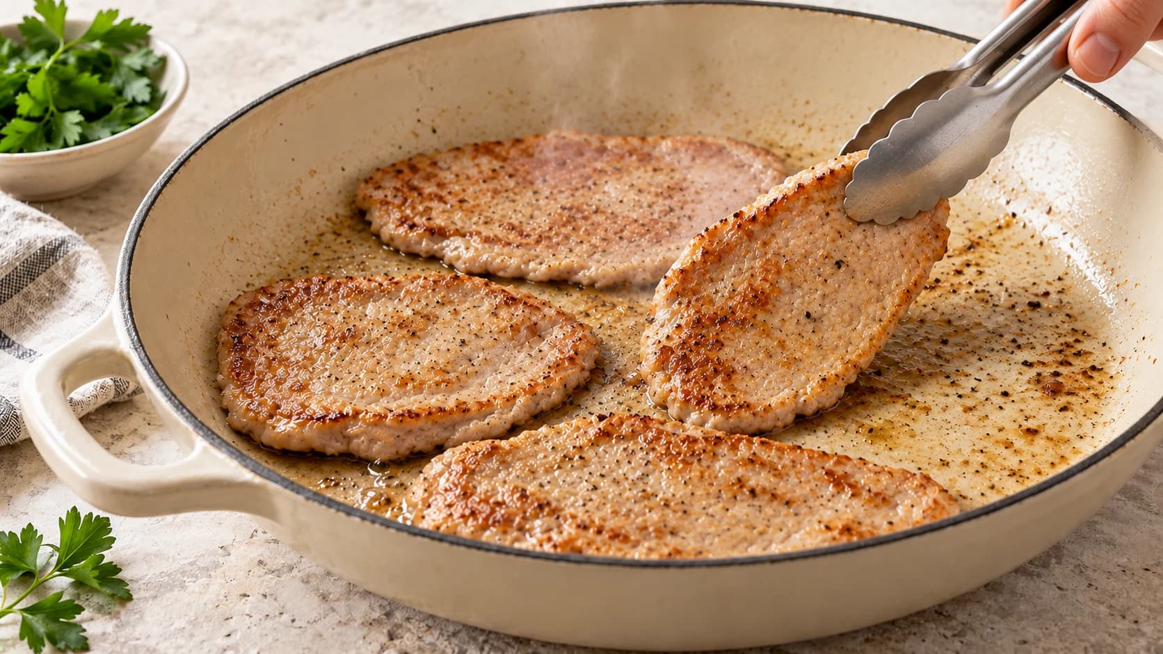 Etape 2 : Saisir le veau rapidement — Escalope de veau citron câpres légère