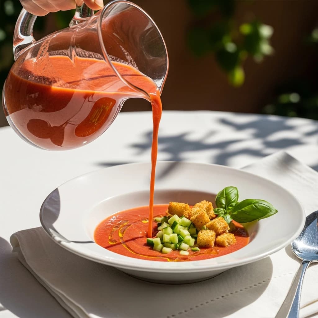 Etape 4 : Reposer au réfrigérateur — Gazpacho maison (110 kcal, 15 min)