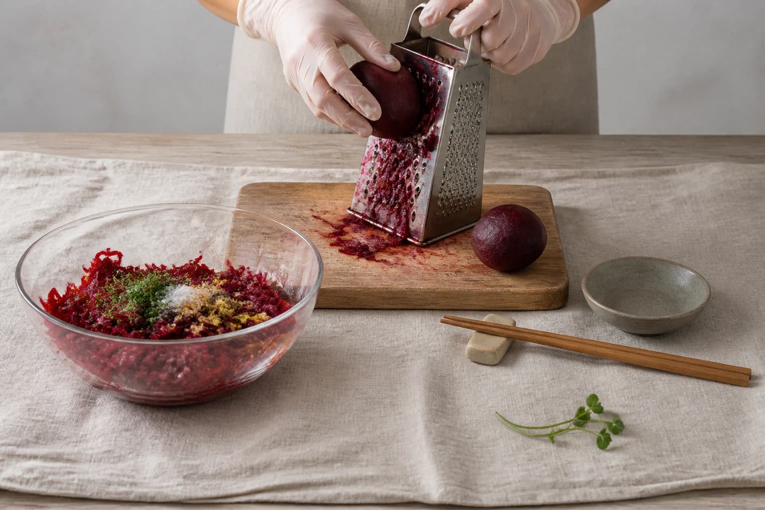 Etape 1 : Préparer la marinade betterave-aneth — Gravlax saumon betterave : la recette maison