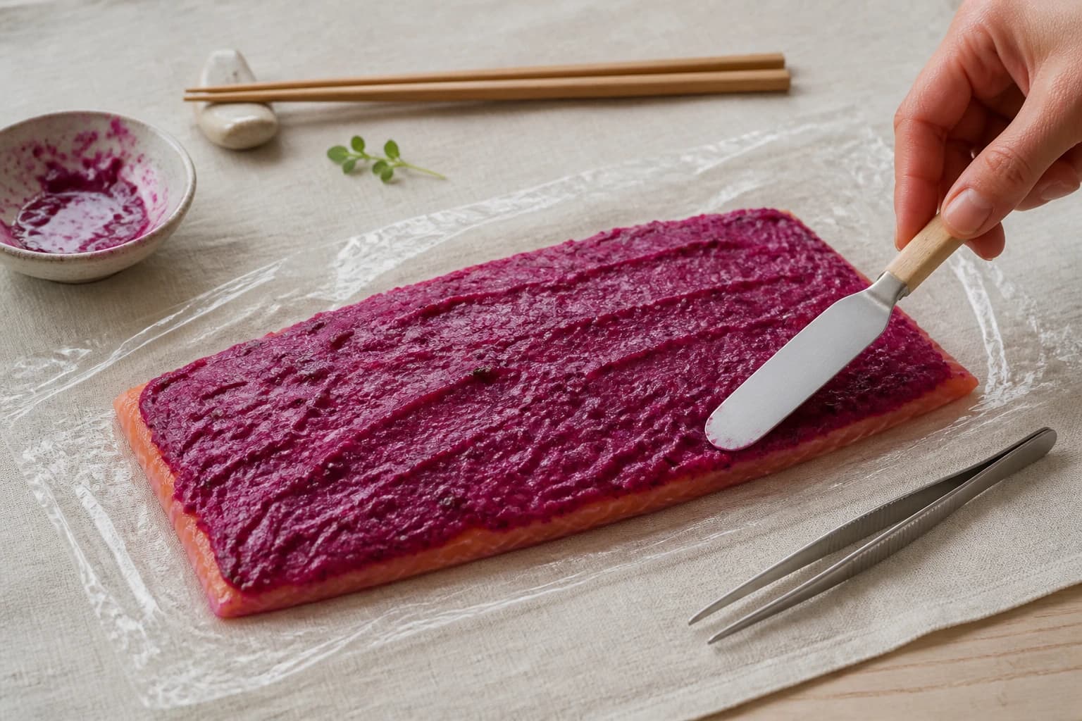 Etape 2 : Habiller le filet de saumon — Gravlax saumon betterave : la recette maison