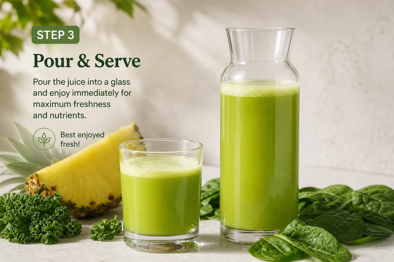 Etape 3 : Extraire en alternant les textures — Jus ananas kale épinards : doux et bien dosé