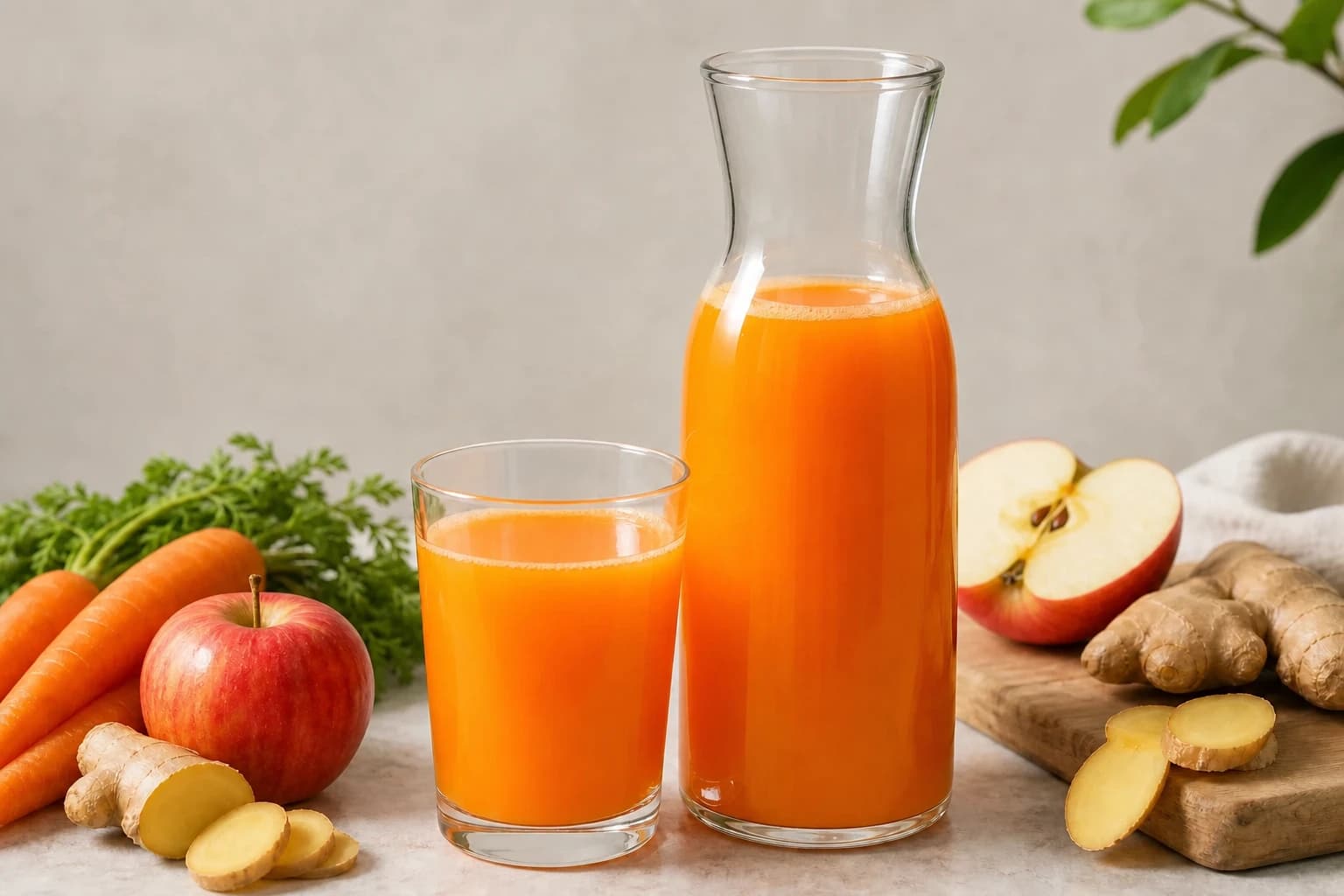 Etape 4 : Mélanger, goûter et servir — Jus carotte pomme gingembre : le bon équilibre