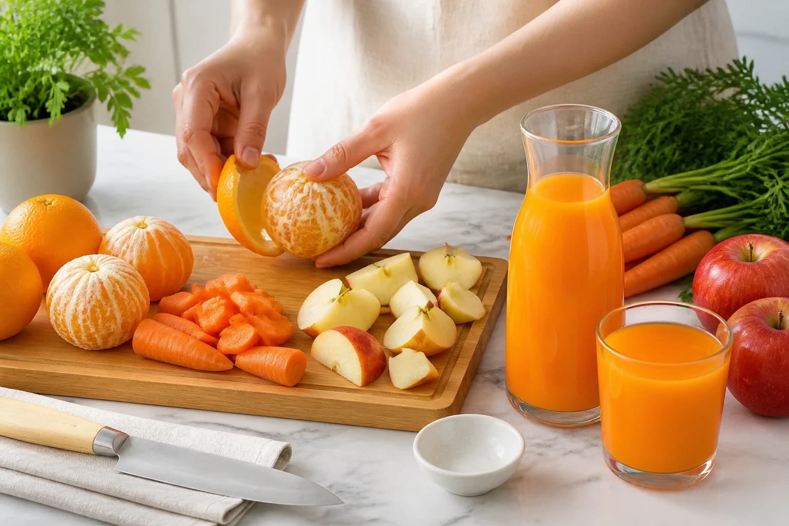 Etape 1 : Laver et calibrer les ingrédients — Jus orange carotte pomme : 3 réglages