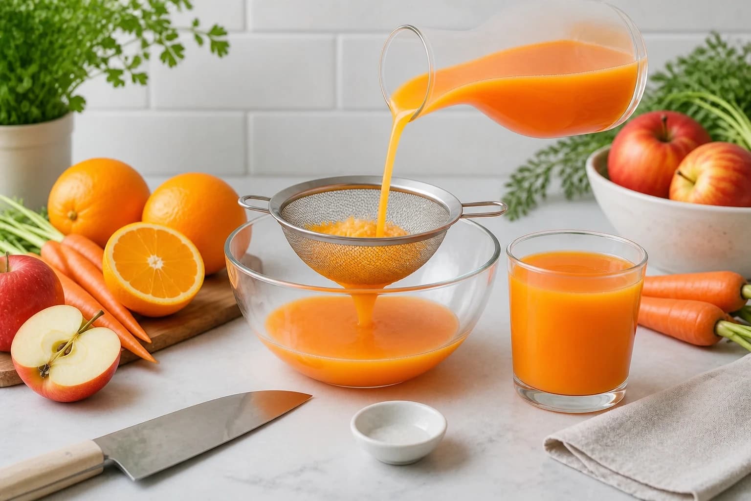 Etape 3 : Régler la douceur, l'acidité et la pulpe — Jus orange carotte pomme : 3 réglages