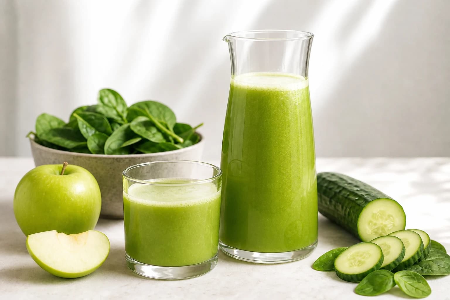 Etape 4 : Mélanger, goûter et servir — Jus pomme concombre épinards : doux et bien dosé