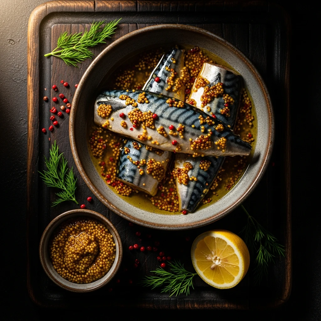 Etape 3 : Pocher et mariner les filets — Maquereaux à la Moutarde en Bocal (255 kcal, 120 min)