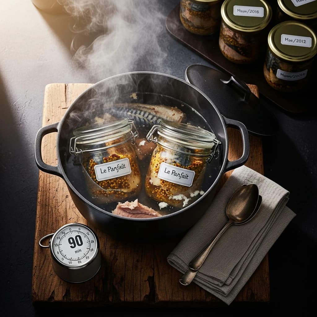 Etape 5 : Stériliser au bain-marie — Maquereaux à la Moutarde en Bocal (255 kcal, 120 min)