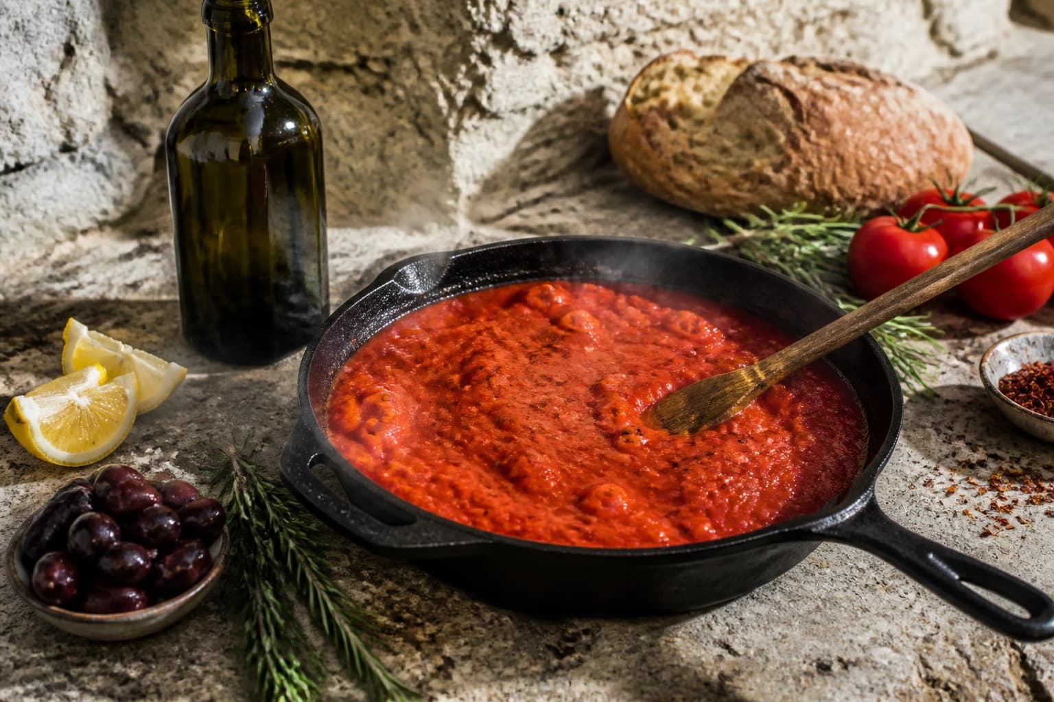 Etape 3 : Ajouter les tomates et épices — Menemen turc : oeufs brouillés aux tomates et poivrons