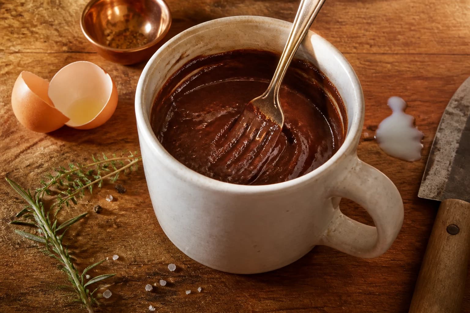 Etape 2 : Incorporer les ingrédients humides — Mug cake chocolat protéiné sans sucre, ultra fondant