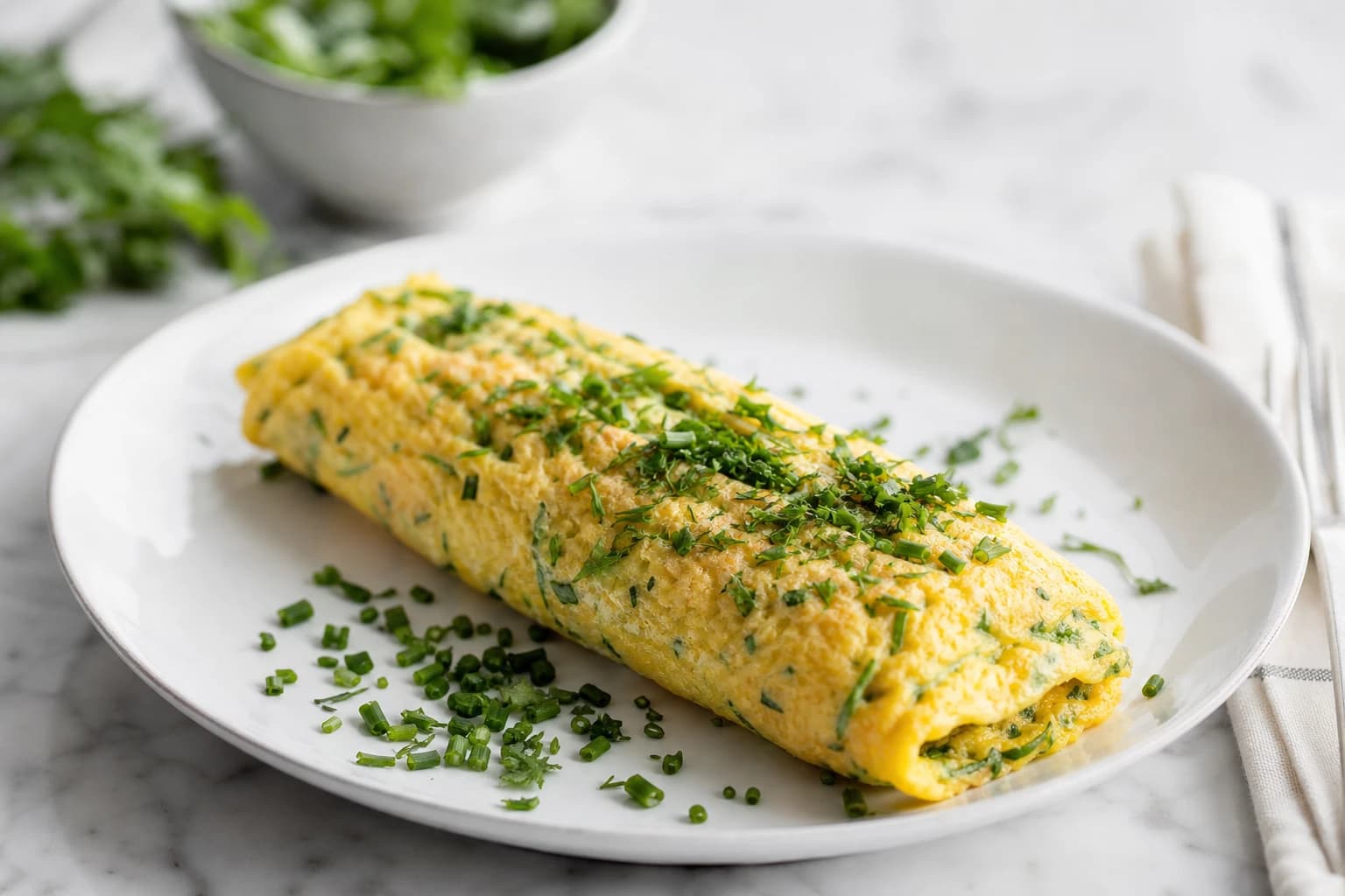 Omelette aux fines herbes fondante