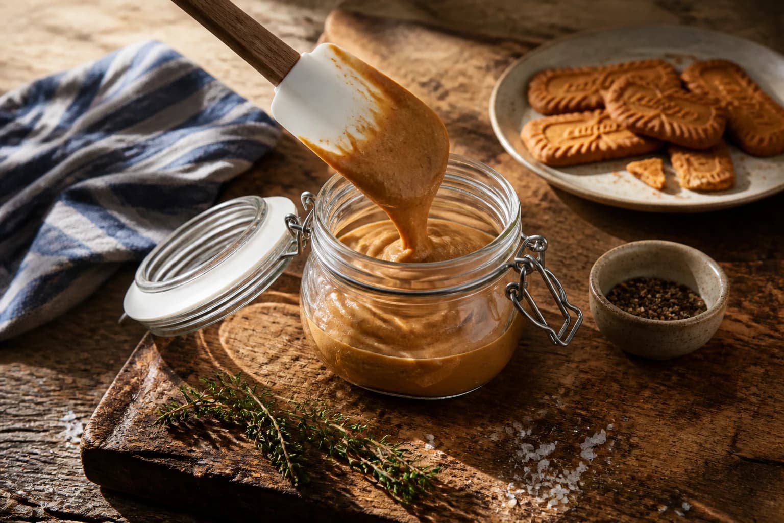 Etape 4 : Goûter, ajuster et conditionner en bocal — Pâte à tartiner spéculoos vegan allégée