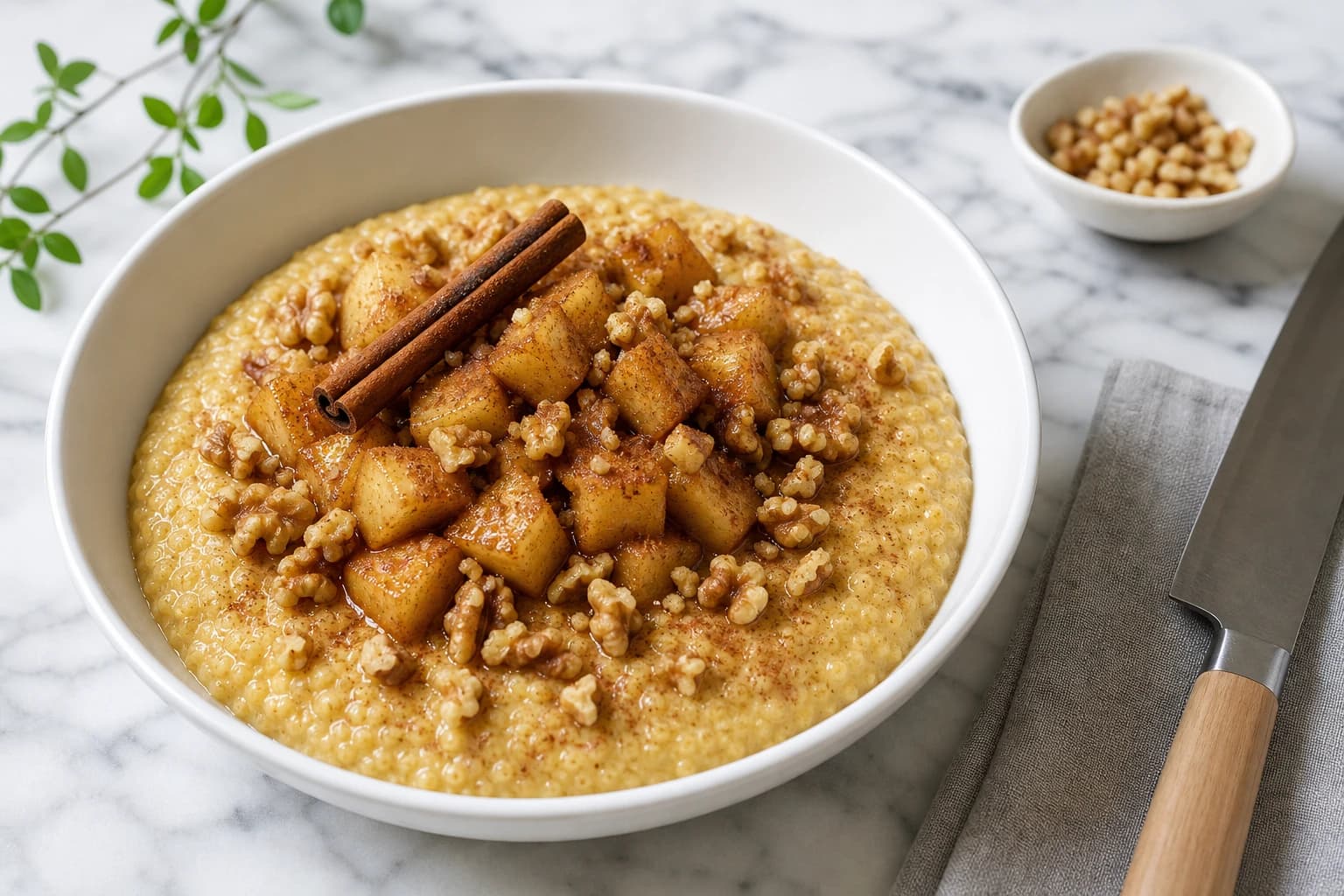 Porridge millet, pomme et cannelle
