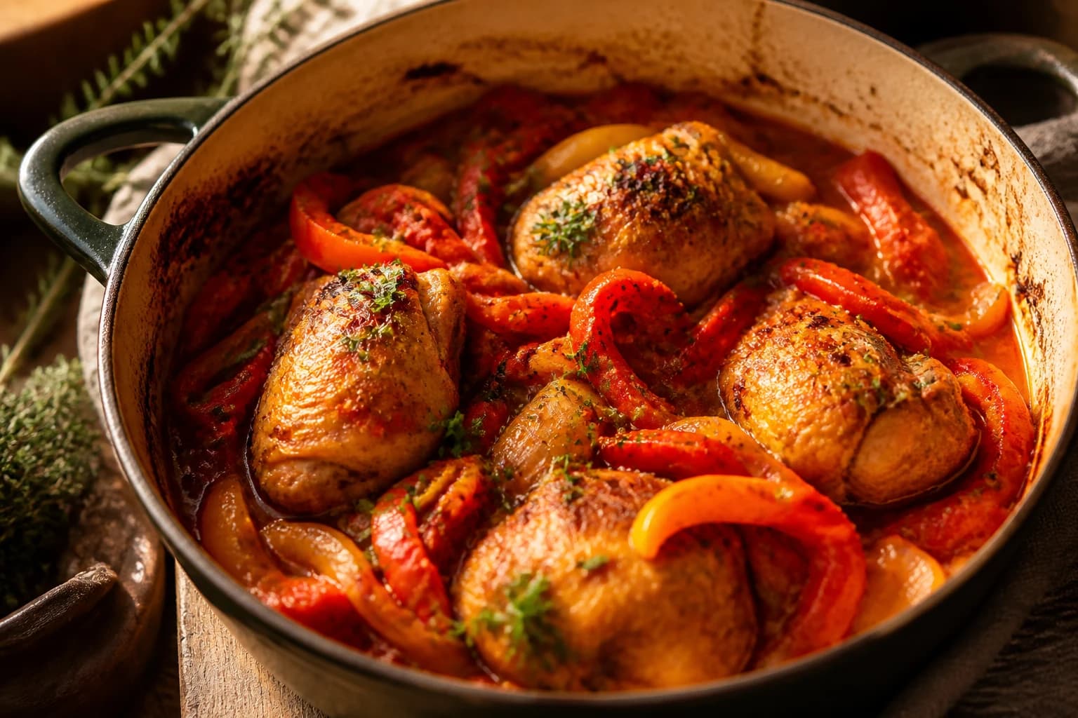 Poulet basquaise allégé & mijoté