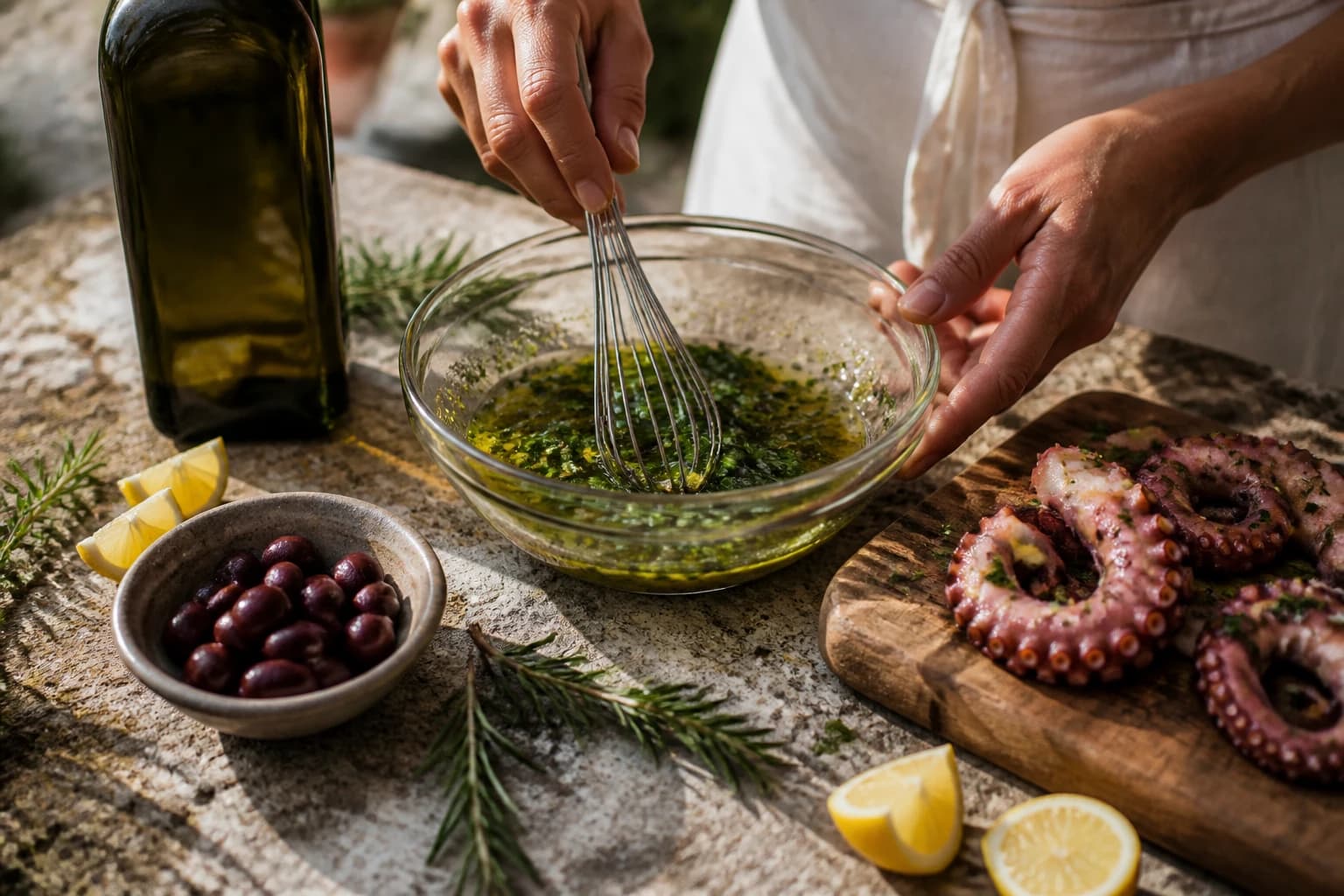 Etape 2 : Préparer la marinade — Poulpe grillé : le htapodi tendre et fumé des tavernes