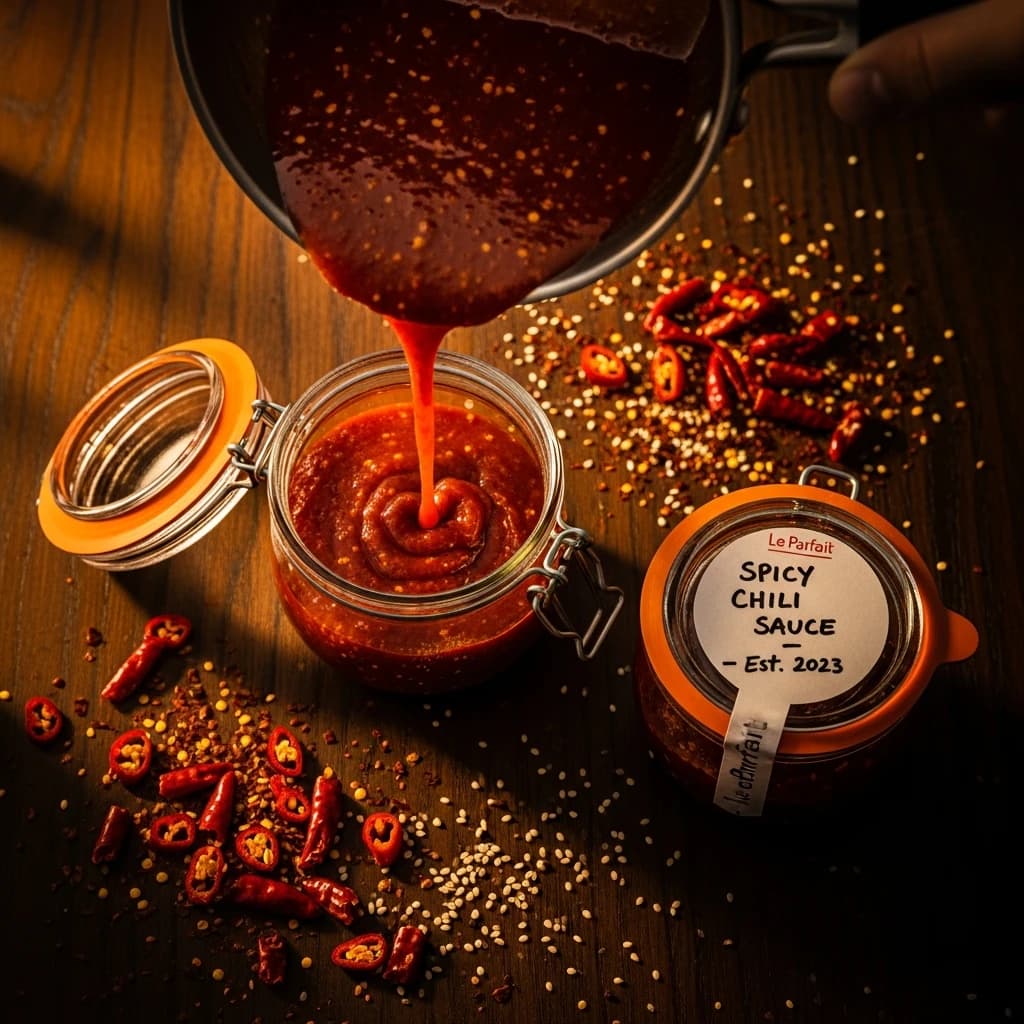 Etape 5 : Mettre en bocal et conserver — Sauce Pimentée Asiatique Maison (45 kcal, 20 min)