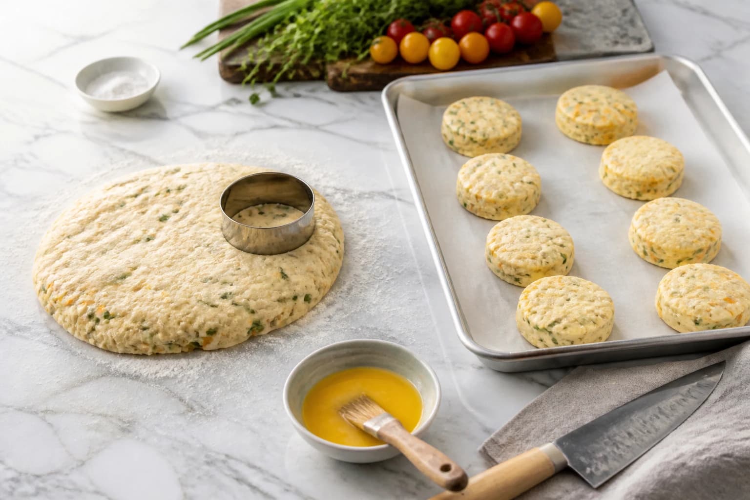 Etape 3 : Façonner et détailler les scones — Scones complets myrtilles citron : le secret anglais croustillant-moelleux