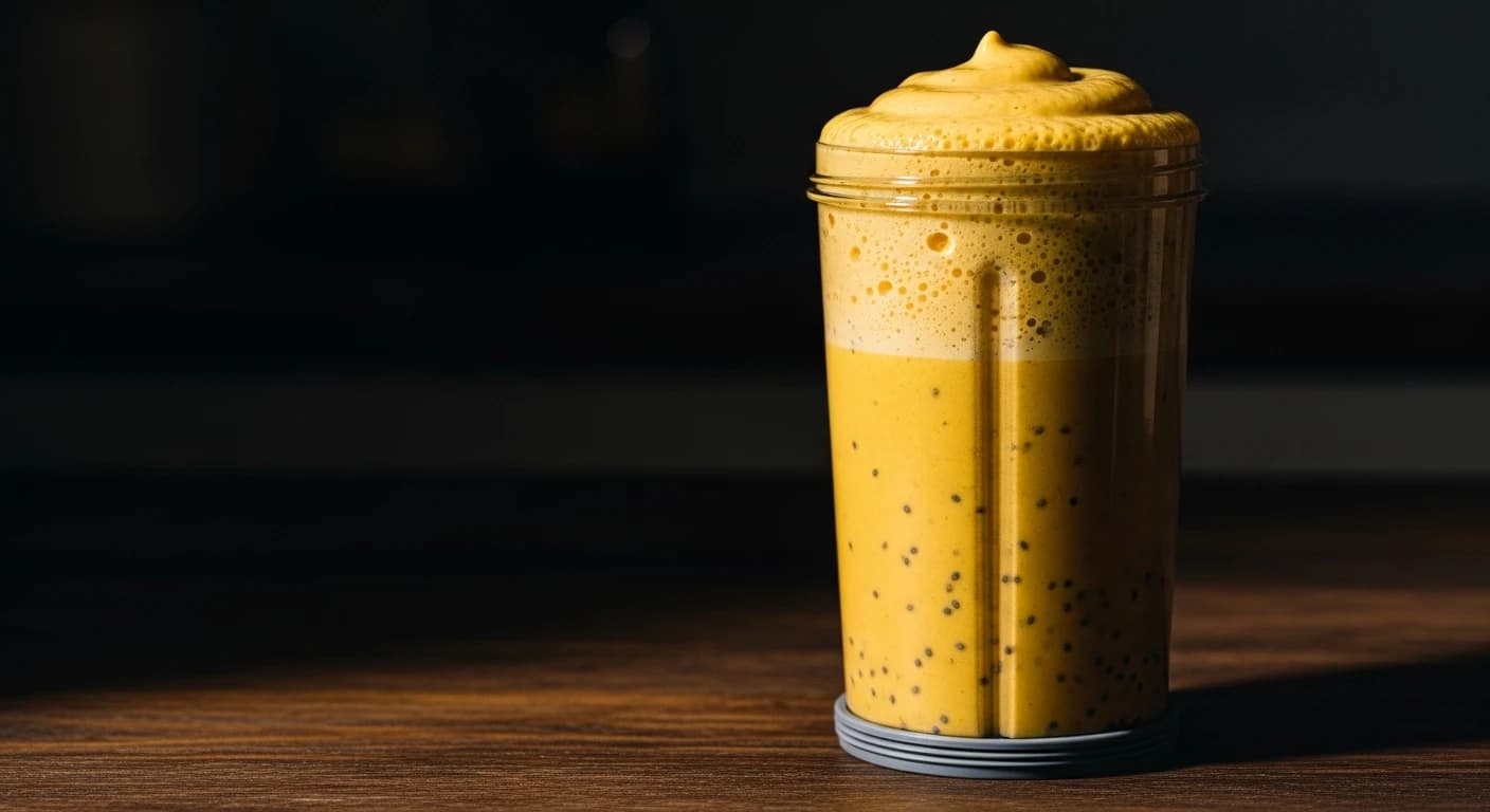 Etape 2 : Mixer et servir — Smoothie banane curcuma signature (530 kcal, 5 min)
