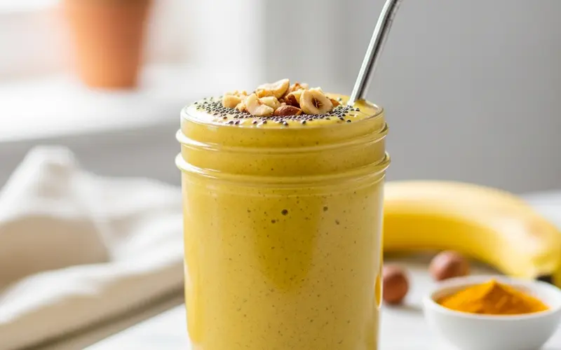 Smoothie banane curcuma signature (530 kcal, 5 min)