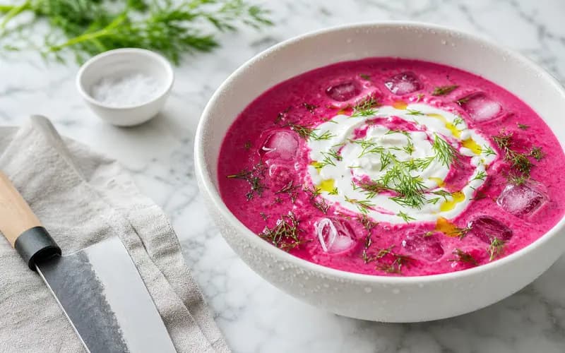 Soupe froide betterave, yaourt & aneth