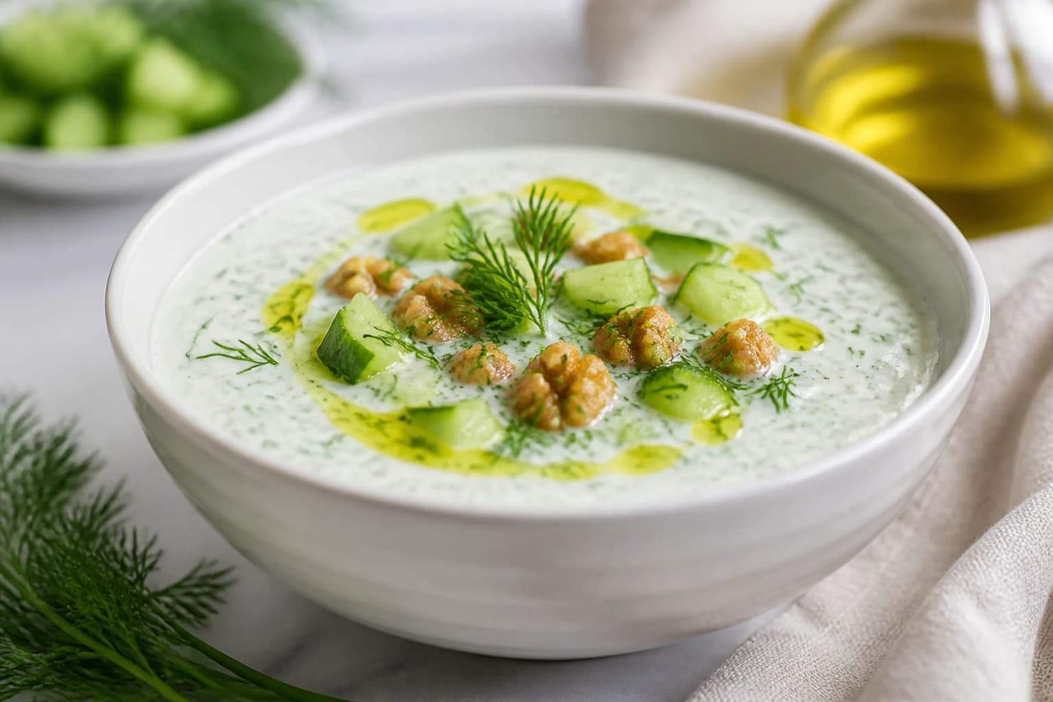 Soupe froide concombre, yaourt & aneth