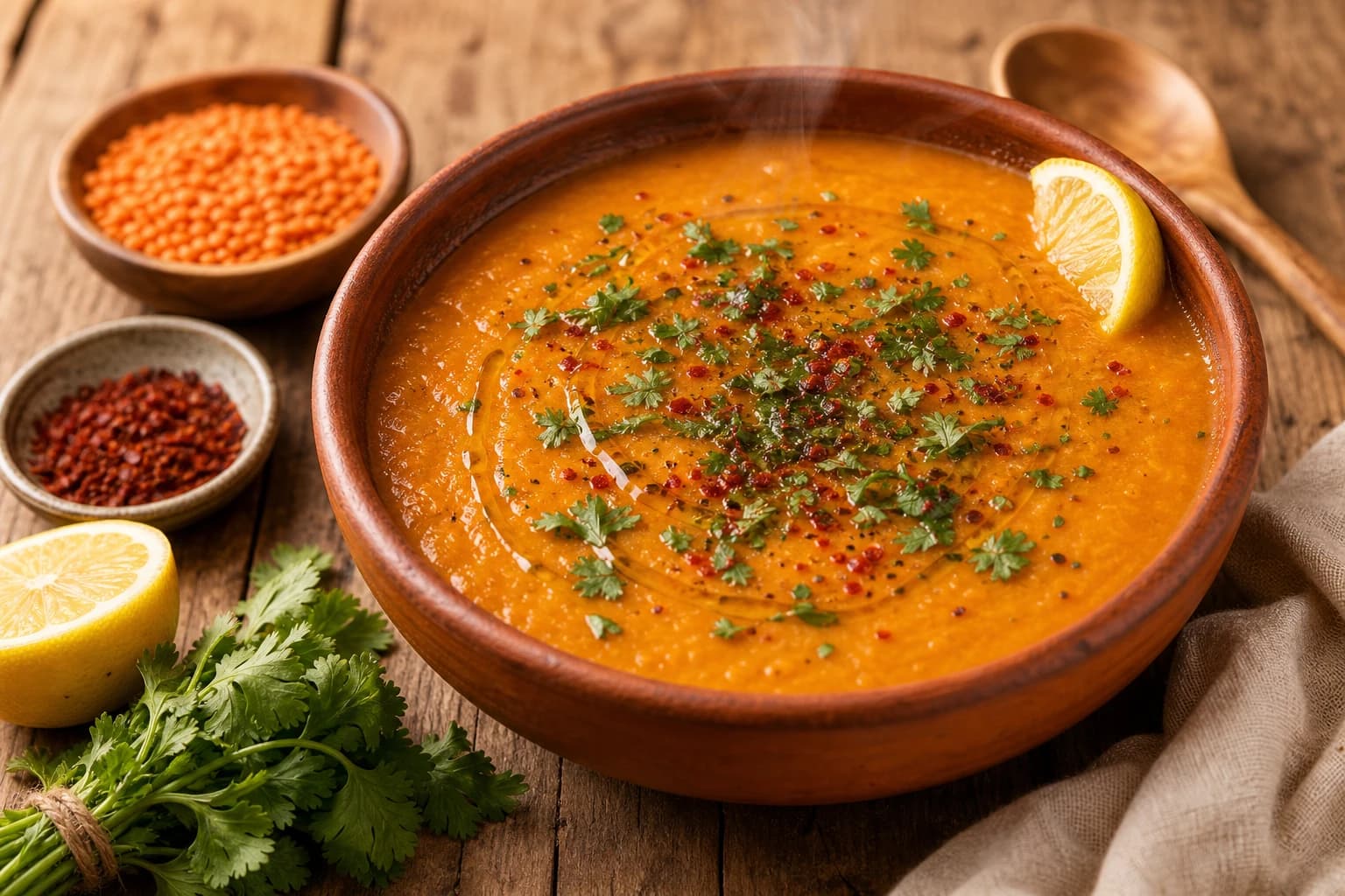 Soupe de lentilles, cumin & citron