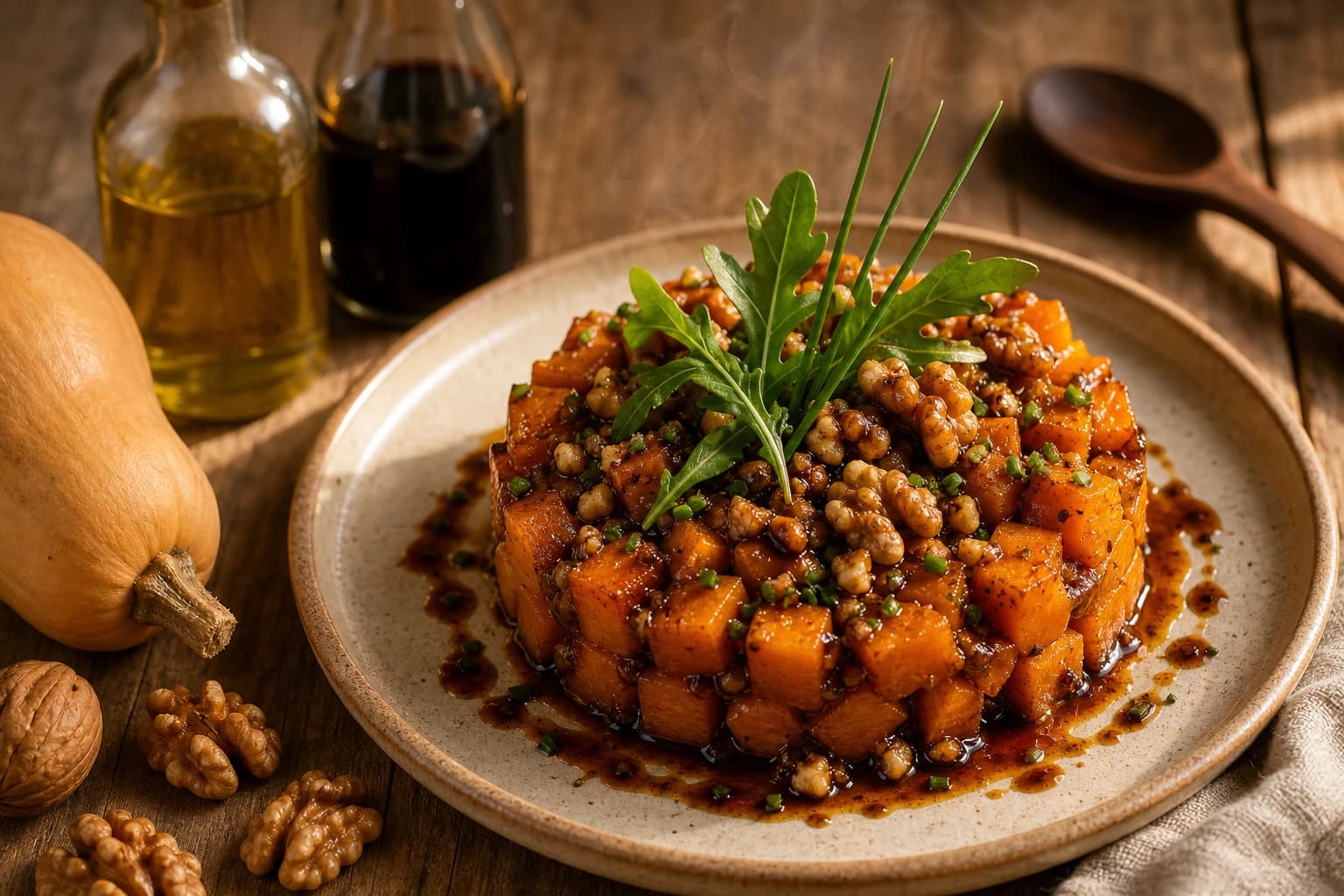 Tartare de butternut rôtie & noix