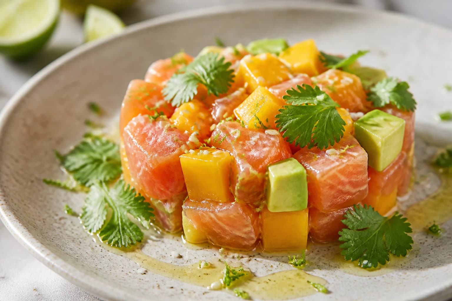 Tartare de saumon, mangue & avocat