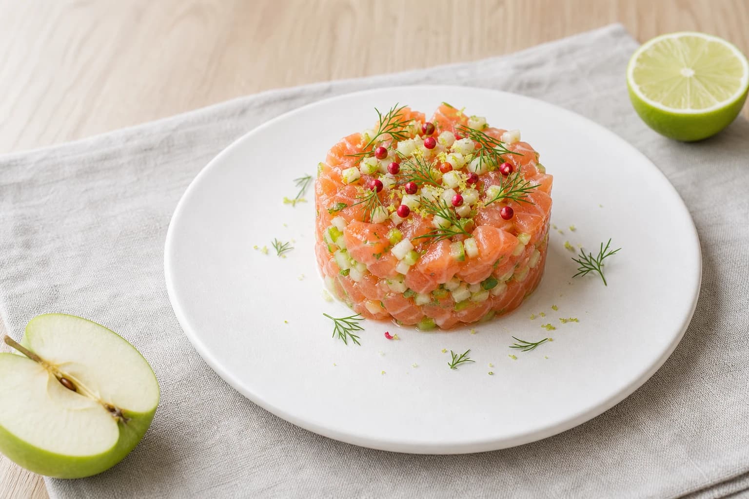 Étape 4 : Dresser et servir — Tartare de truite fumée & pomme verte