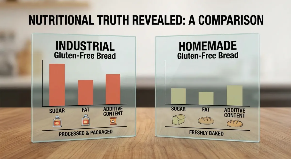 Comparaison nutritionnelle entre pain sans gluten industriel et fait maison