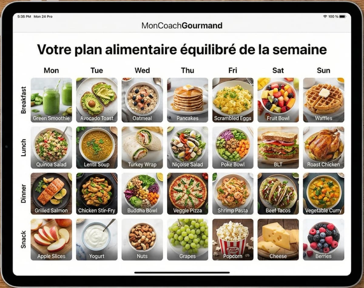 Plan alimentaire equilibre de la semaine