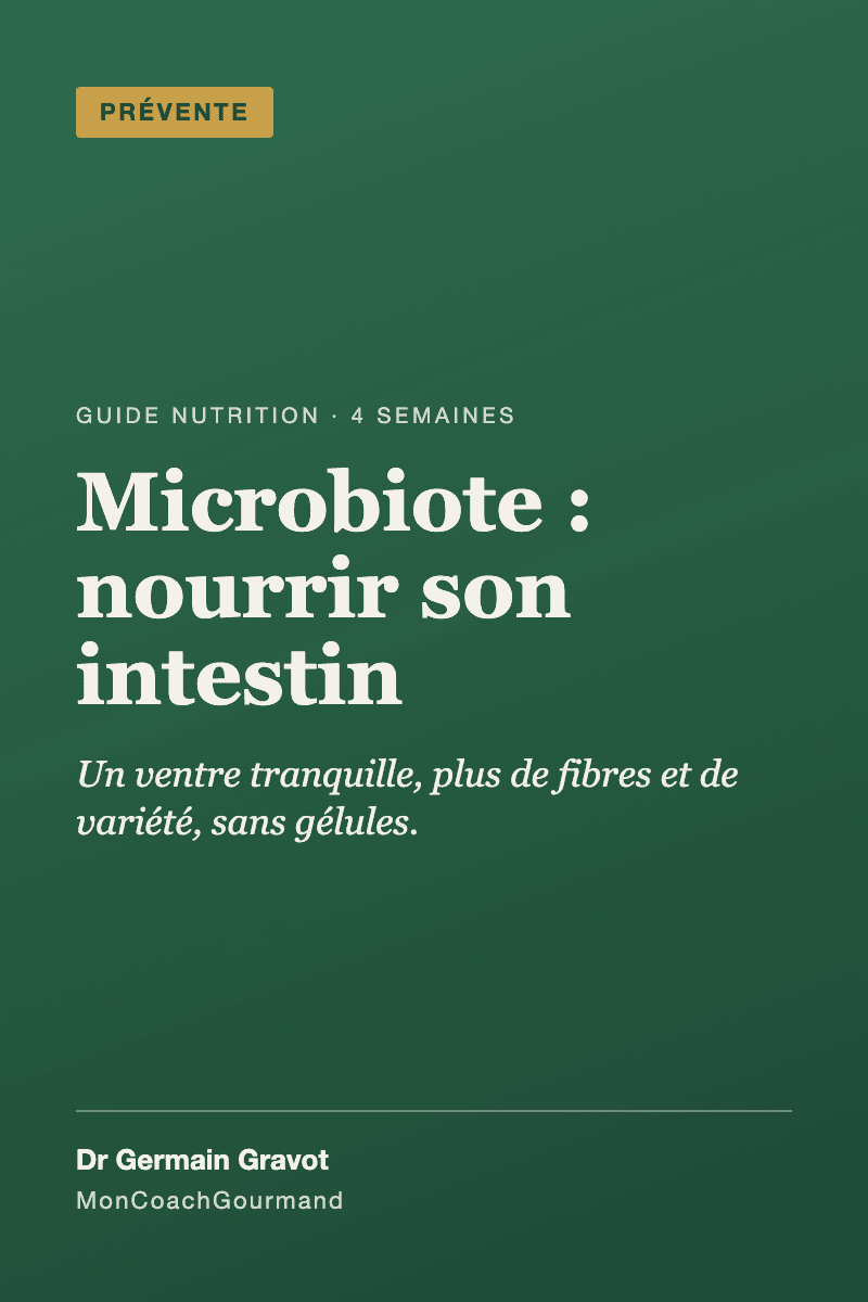 Couverture du guide Microbiote : nourrir son intestin de MonCoachGourmand