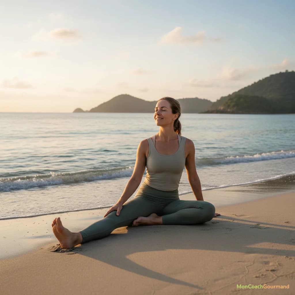 Une femme pratiquant le yoga dans un environnement calme, symbolisant le lien entre activité physique et bien-être mental.